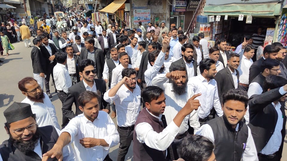 Sambhal Police flag march: Lawyers angry over arrest Jama Masjid chief, raise slogans against administration