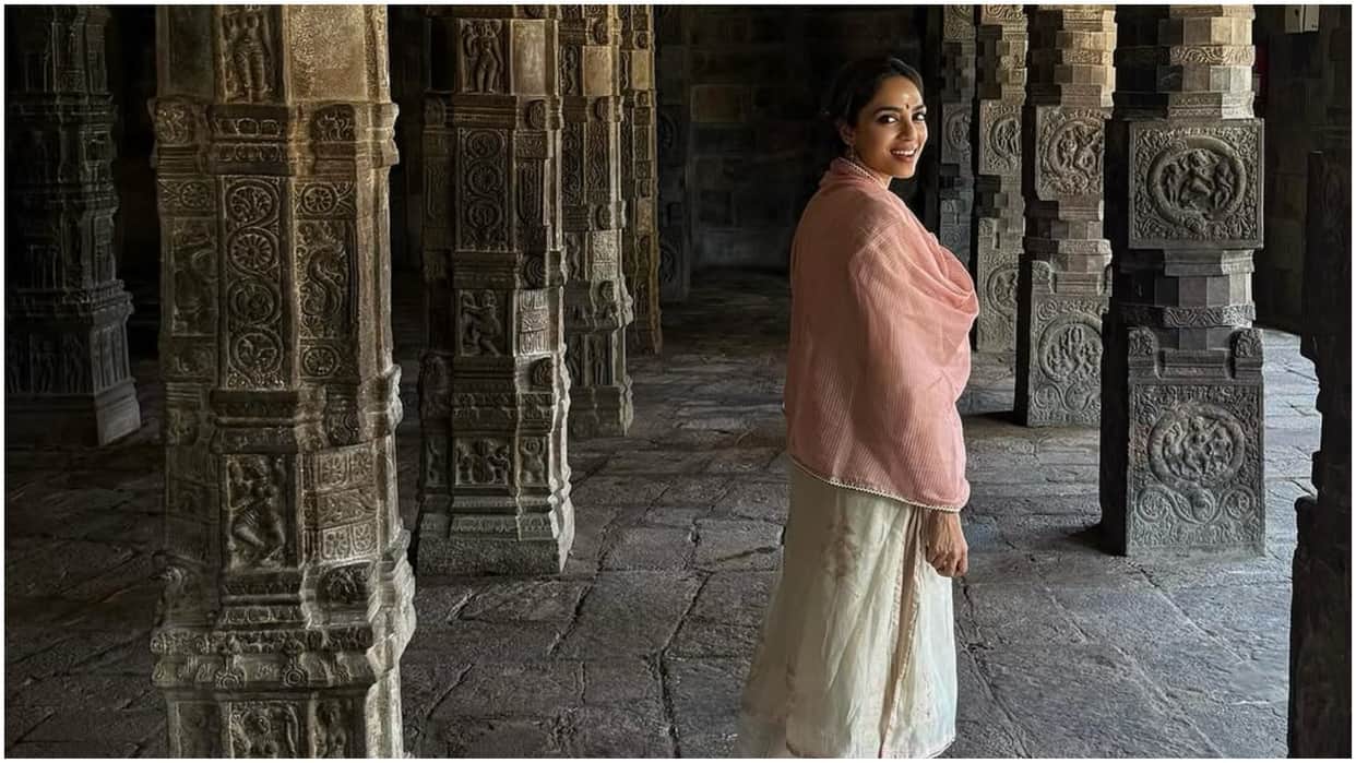 Sobhita Dhulipala explores historic temples in tamilnadu during her vacations