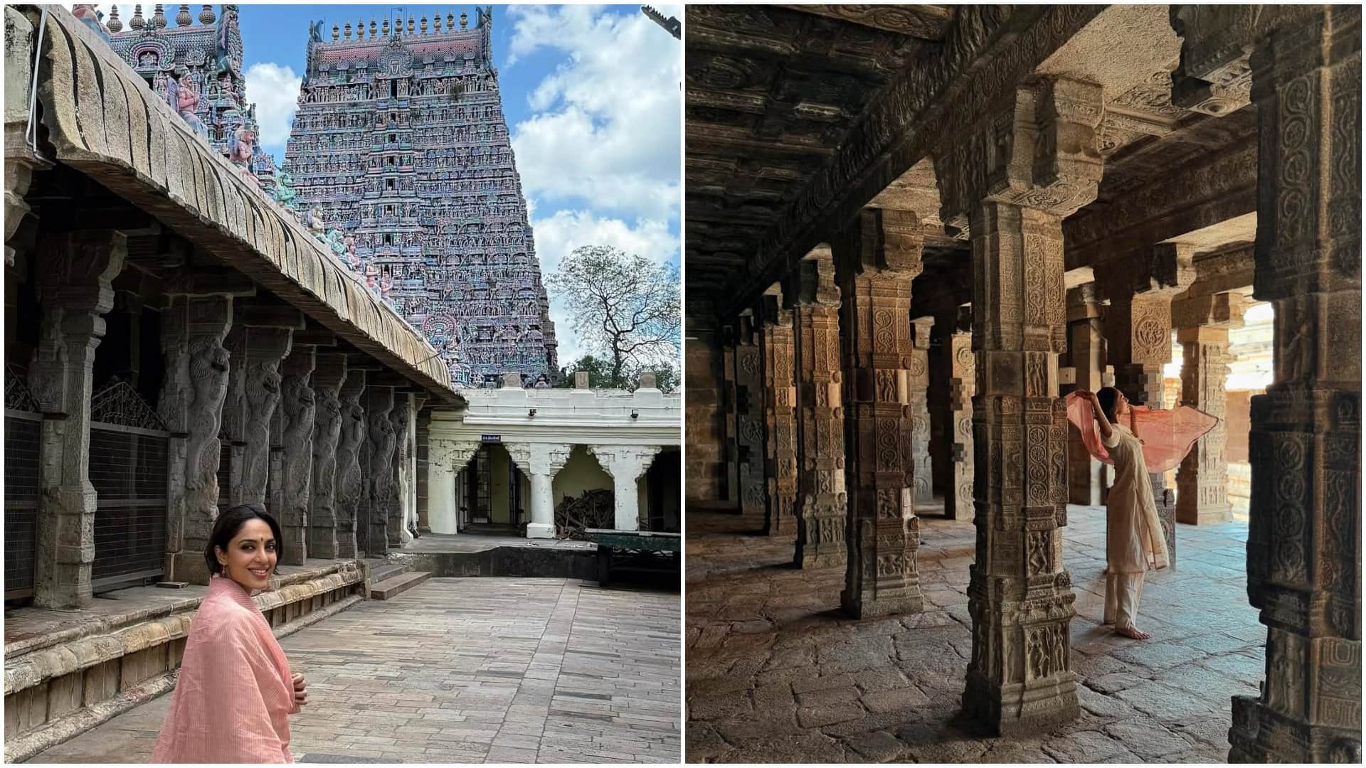 Sobhita Dhulipala explores historic temples in tamilnadu during her vacations