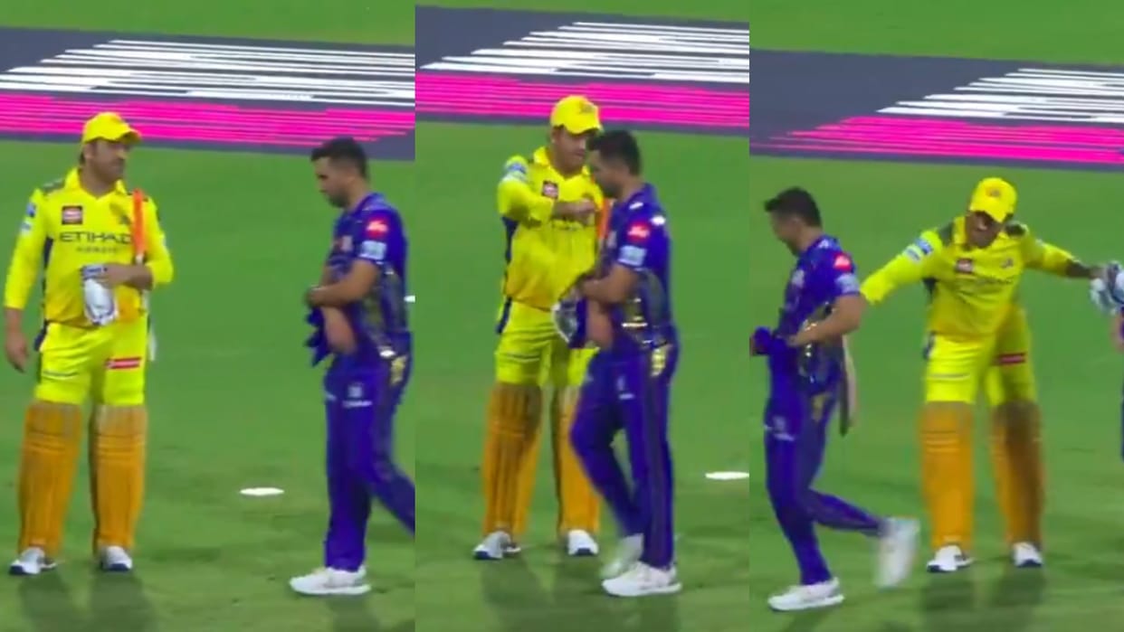 ipl 2025: csk vs mi ms dhoni deepak chahar bonding on ground thala hit bat on back video goes viral