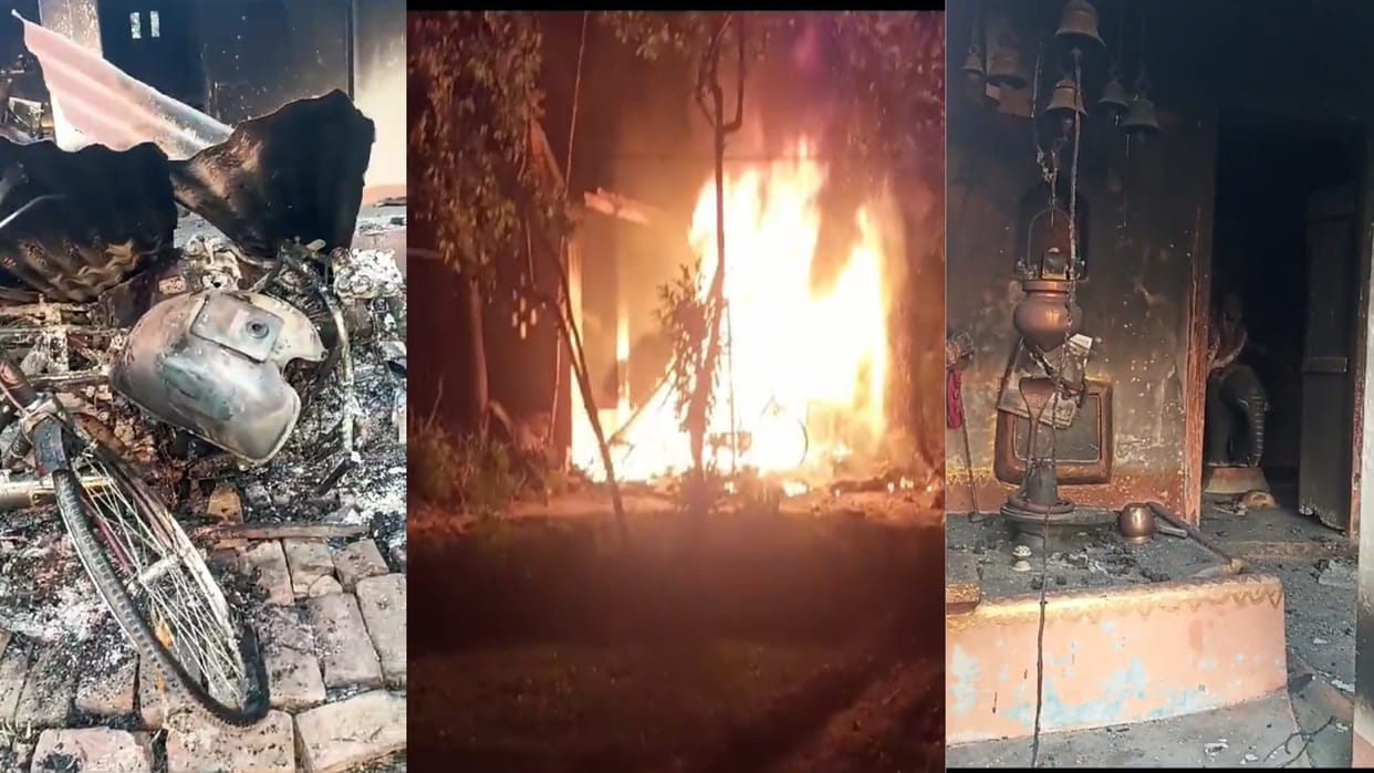 In Mahavir Chhapra of Gorakhpur, miscreants set fire to a tin shed, bike and other items burnt to ashes