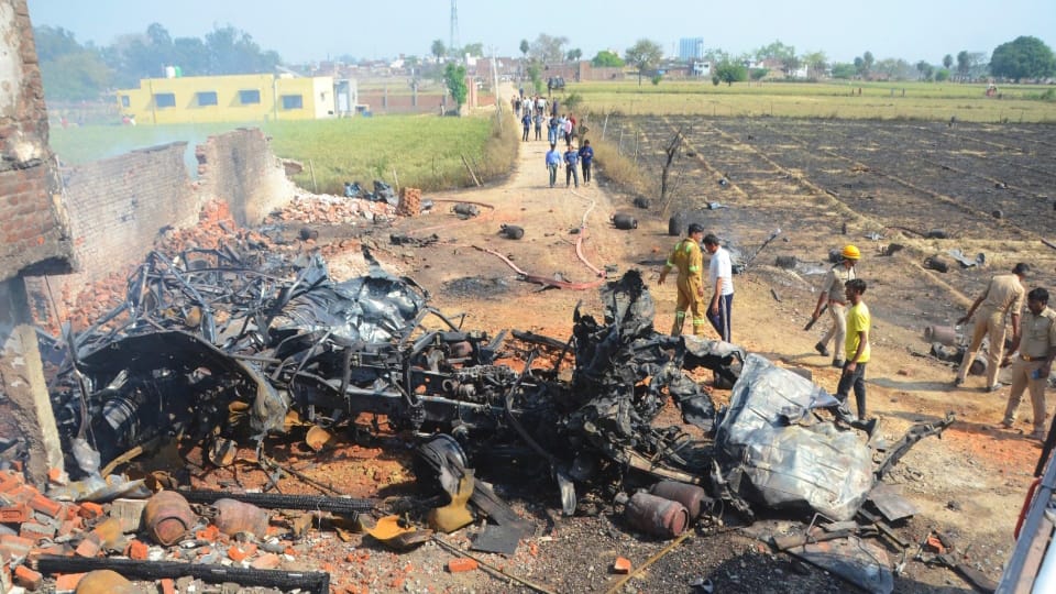 Bareilly Gas warehouse Cylinders Blast truck parked outside an LPG warehouse More than hundred cylinders burst