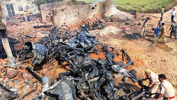 Bareilly Gas warehouse Cylinders Blast truck parked outside an LPG warehouse More than hundred cylinders burst