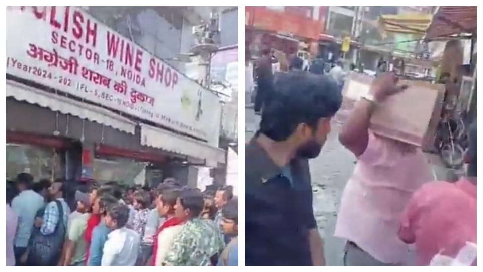 In Noida on buying one liquor one bottle free