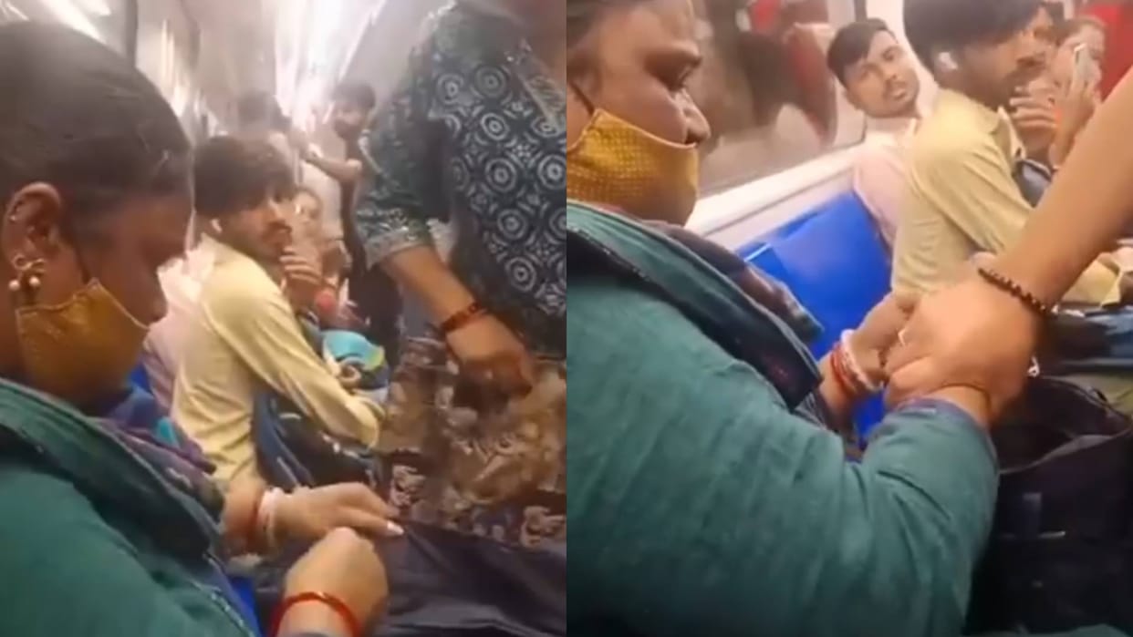 Elderly woman accused of theft in Delhi Metro money forcibly taken out Video Goes Viral on Internet