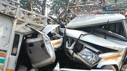 Two pickup trucks collided while trying to save a puppy one driver died in lakhimpur kheri