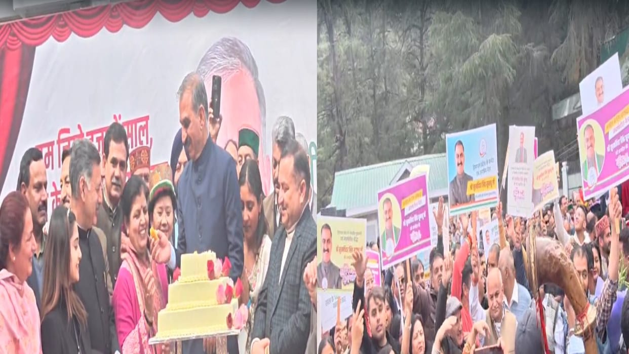 cm Sukhvinder Sukhu celebrated his 62st birthday at Oakover, party workers danced