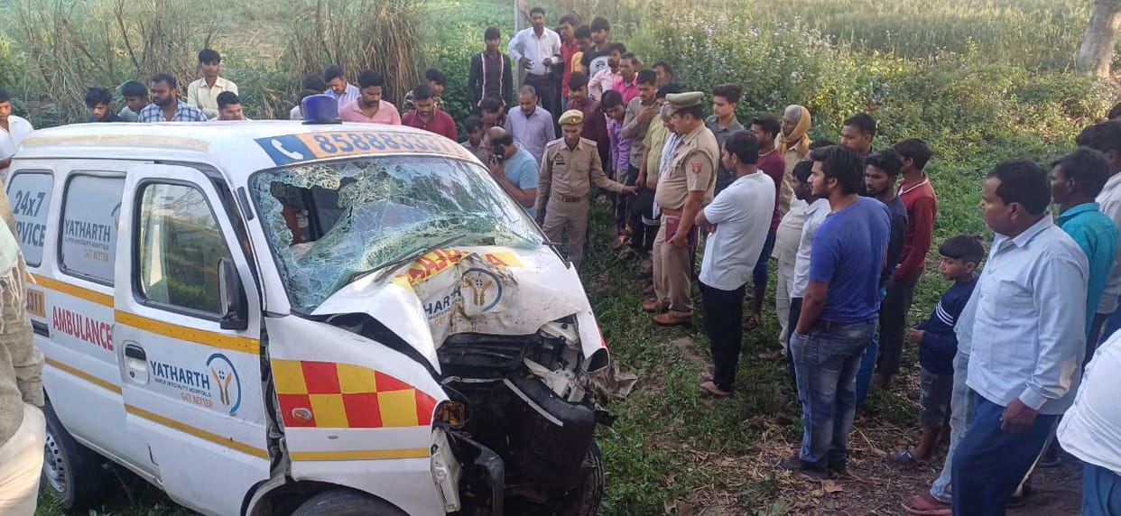 Ambulance lost control and collided with a tree driver died on the spot
