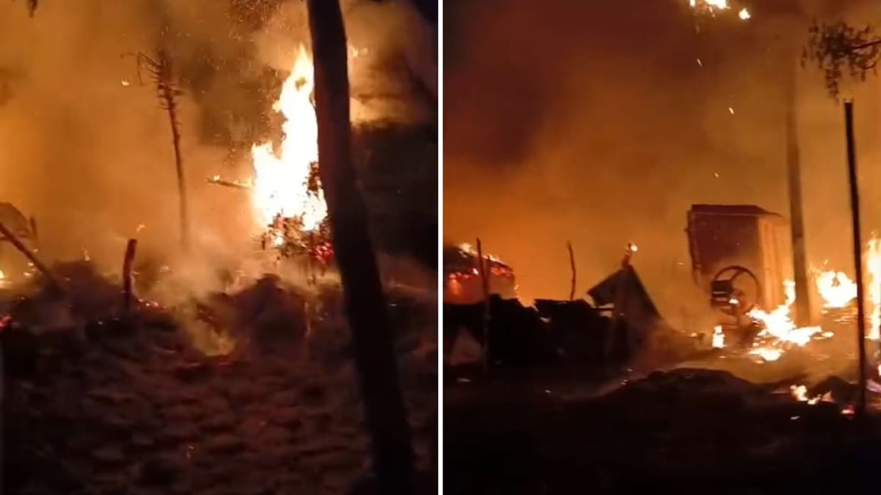 Fire broke out due to short circuit four residential huts burnt to ashes