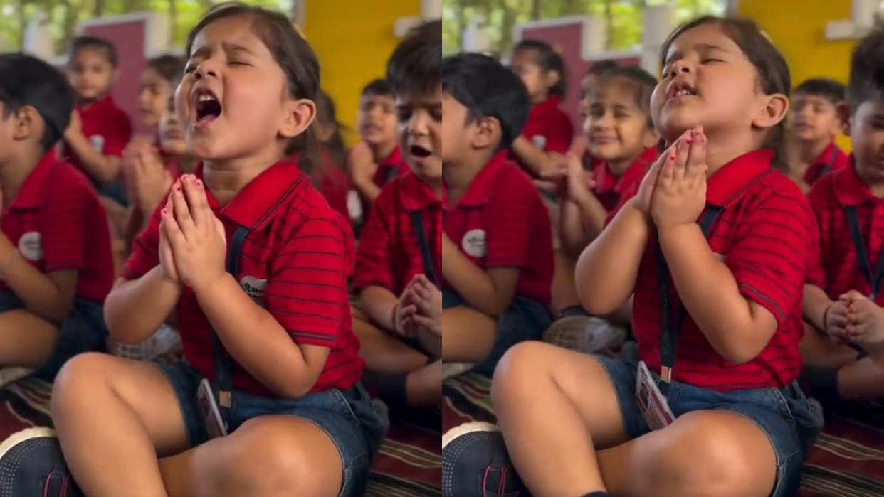 People were stunned to see this little girl praying with cuteness overloaded Video goes viral on Internet