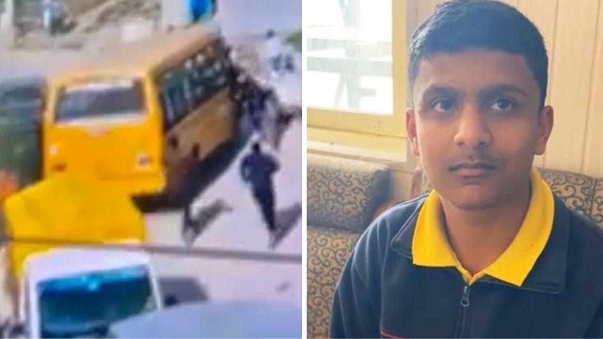 Rahighat Theog Himachal Driver conductor got down from bus full of children tenth class student applied brakes