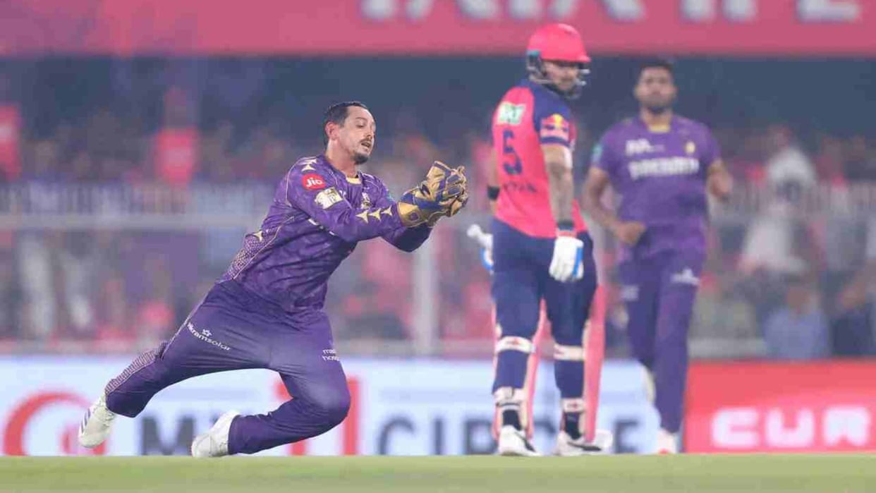 IPL 2025 RR vs KKR: Quinton de Kock threw his helmet before taking the catch of Riyan Parag Video goes viral