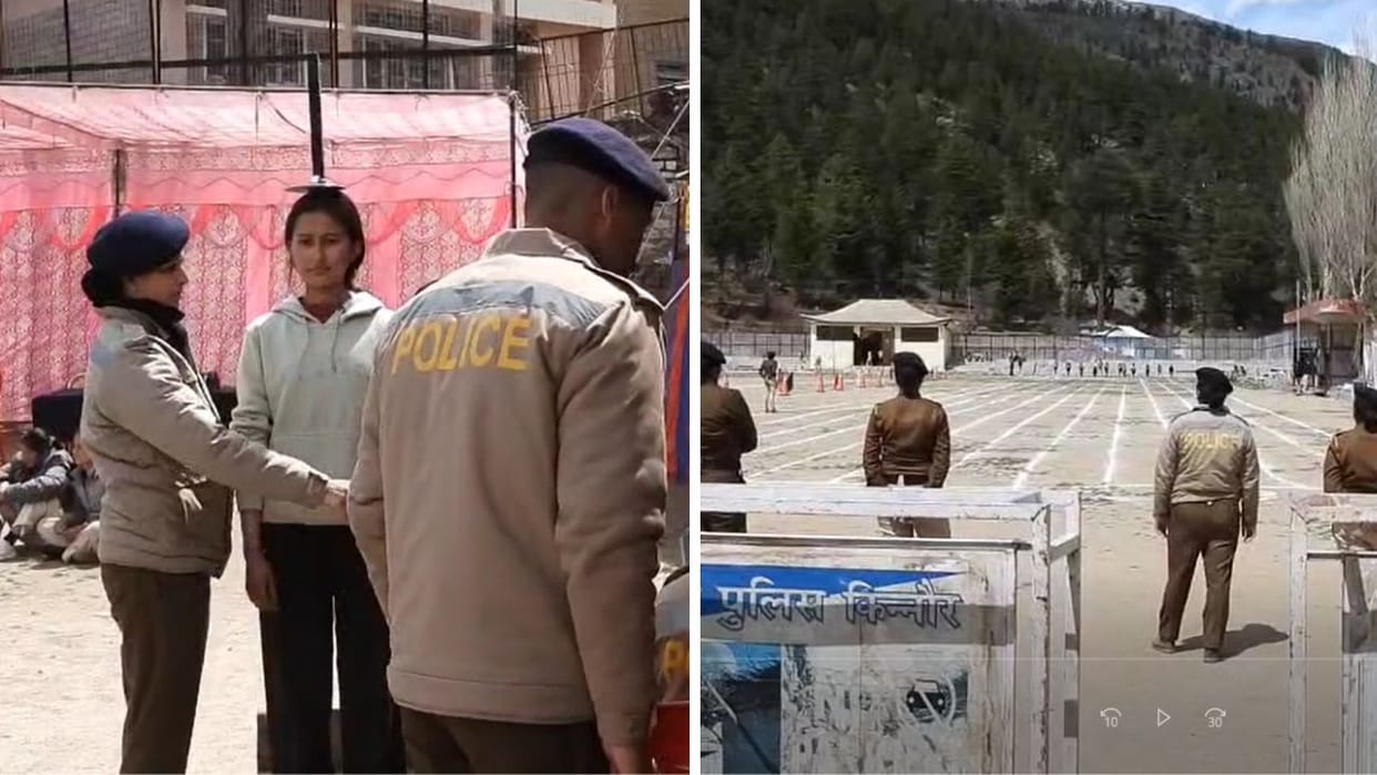 Kinnaur Police constable recruitment started at 7 am in Mini Stadium Kalpa