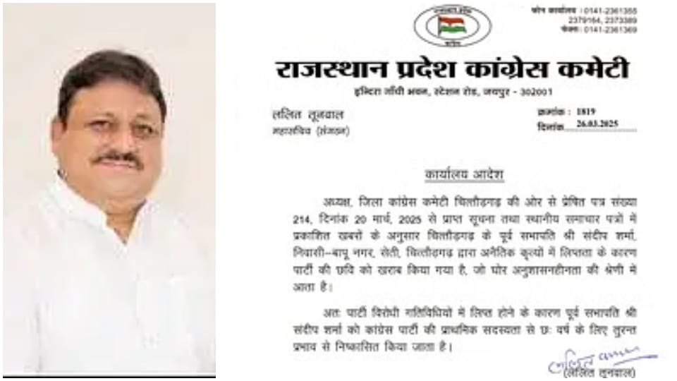 Former Congress president Sandeep Sharma suspended in sexual harassment case
