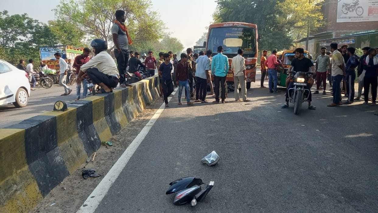 Roadways bus dragged the bike rider for 20 meters man dies in Budaun