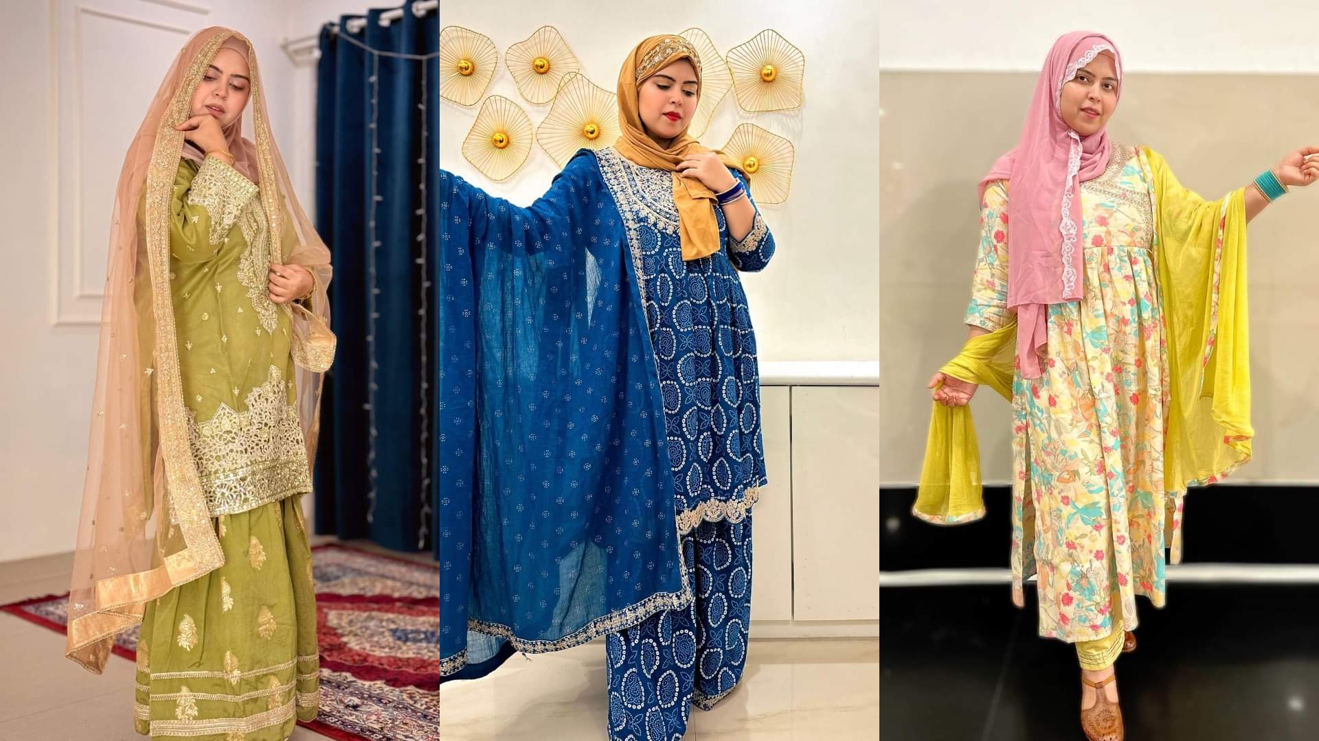 Eid 2025 Saba khalid Ibrahim hijab looks for eid festival