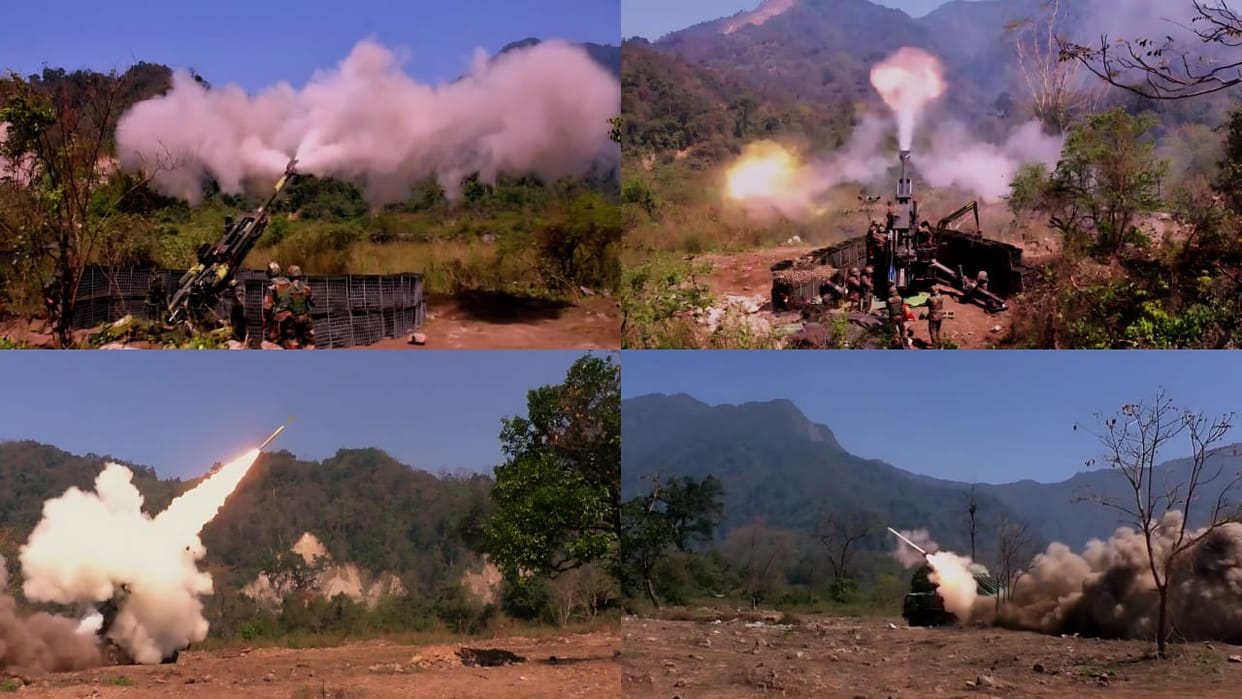 Indian Army conducted a Tri-Service Integrated Multi-Domain Warfare Exercise in the Eastern Theatre, Arunachal