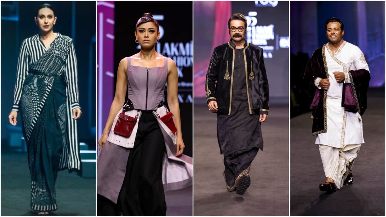 Karishma kapoor Nushrratt Bharuccha Prosenjit Chatterjee Leander Paes ramp walk in fashion show