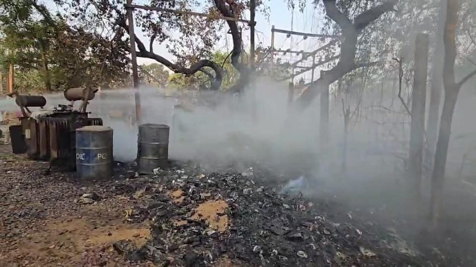 Panic due to fire in the sub-station electricity department fire fighters brought it under control in Durg