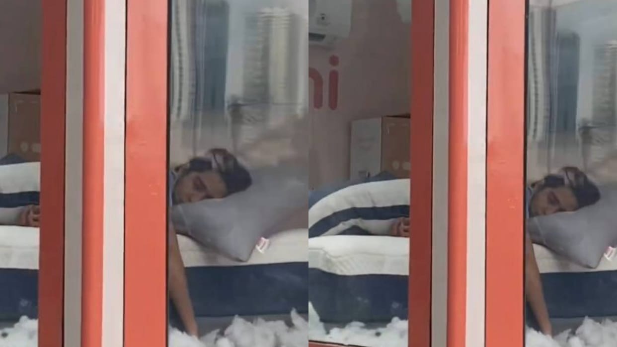 A person is getting a good salary for sleeping on a thick mattress Video goes viral on Internet