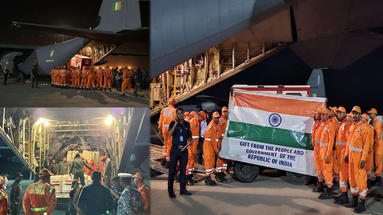 Relief material sent from Hindon Airbase to help Myanmar