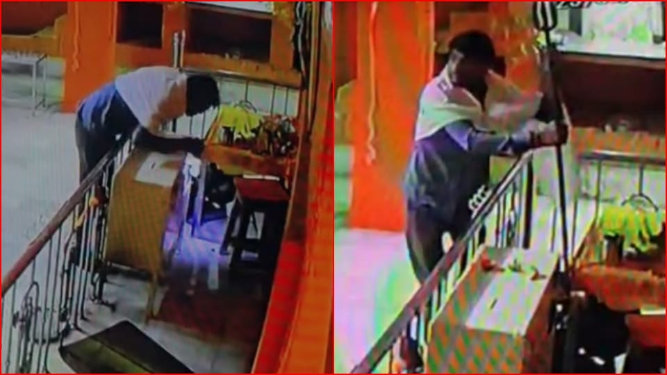 thief enter in temple and stole money by breaking the donation box