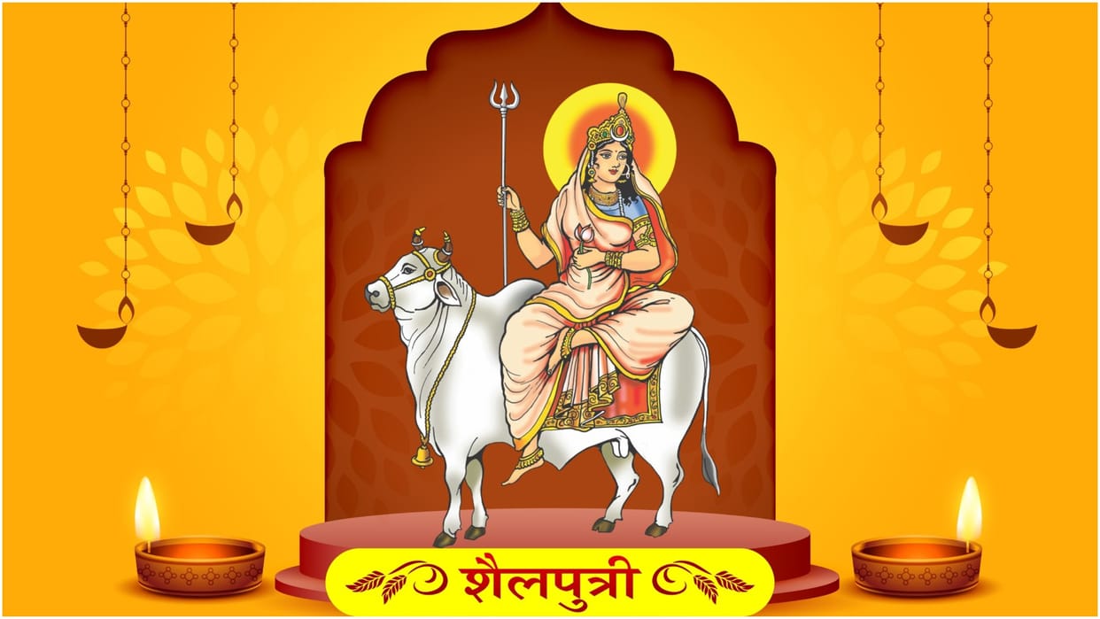 Chaitra Navratri Day 1 Wishes Maa Shailputri Mantra Shloka Images Colour Bhog in hindi