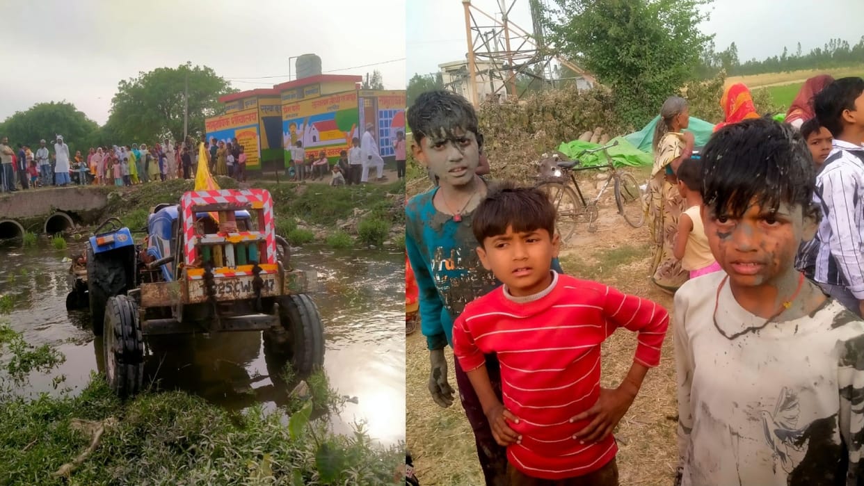 farmer died due to tractor overturned in canal four nephews injured in pilibhit