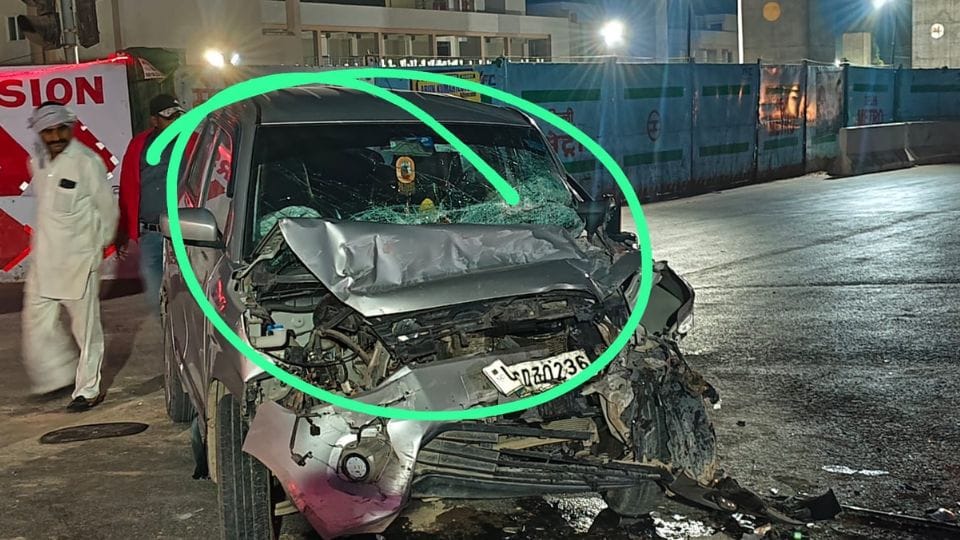 WagonR car smashed into pieces after hitting a divider in Delhi