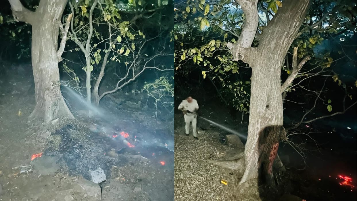 Fire broke out behind Shashthi Devi temple chaos ensued