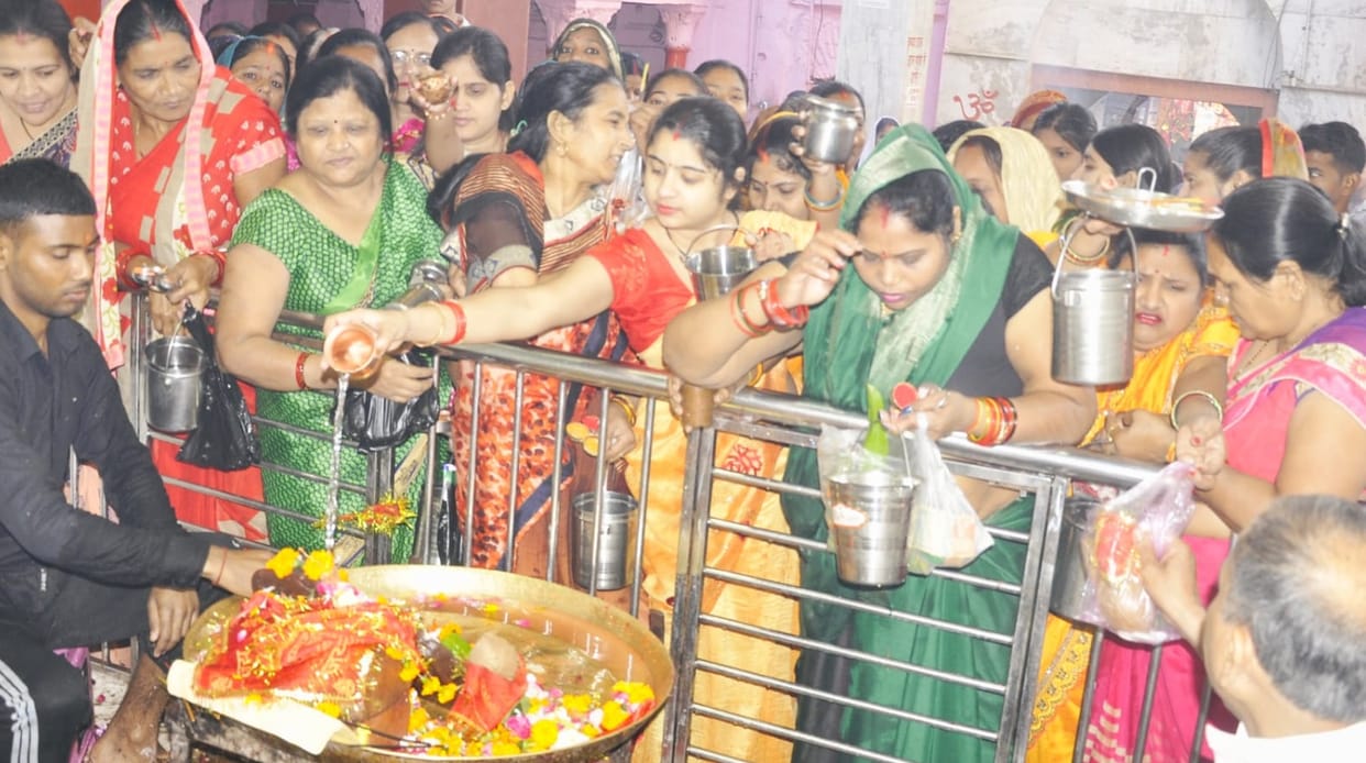 Faith overflowed in the goddess temples cheers echoed from dawn long queues of devotees