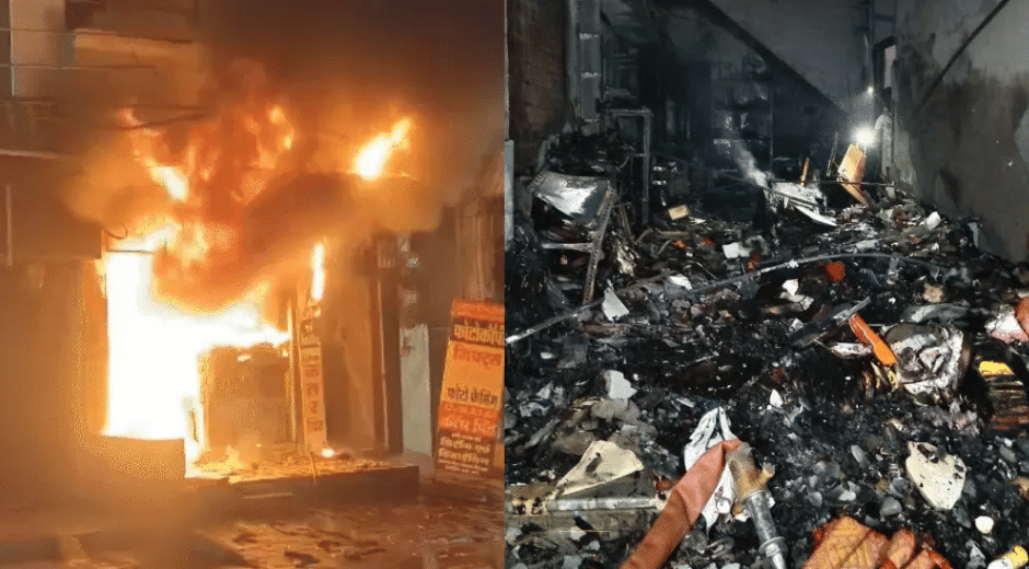 Indore News: Massive Fire Breaks Out in Shop, Fire Brigade's Delay Causes Heavy Loss
