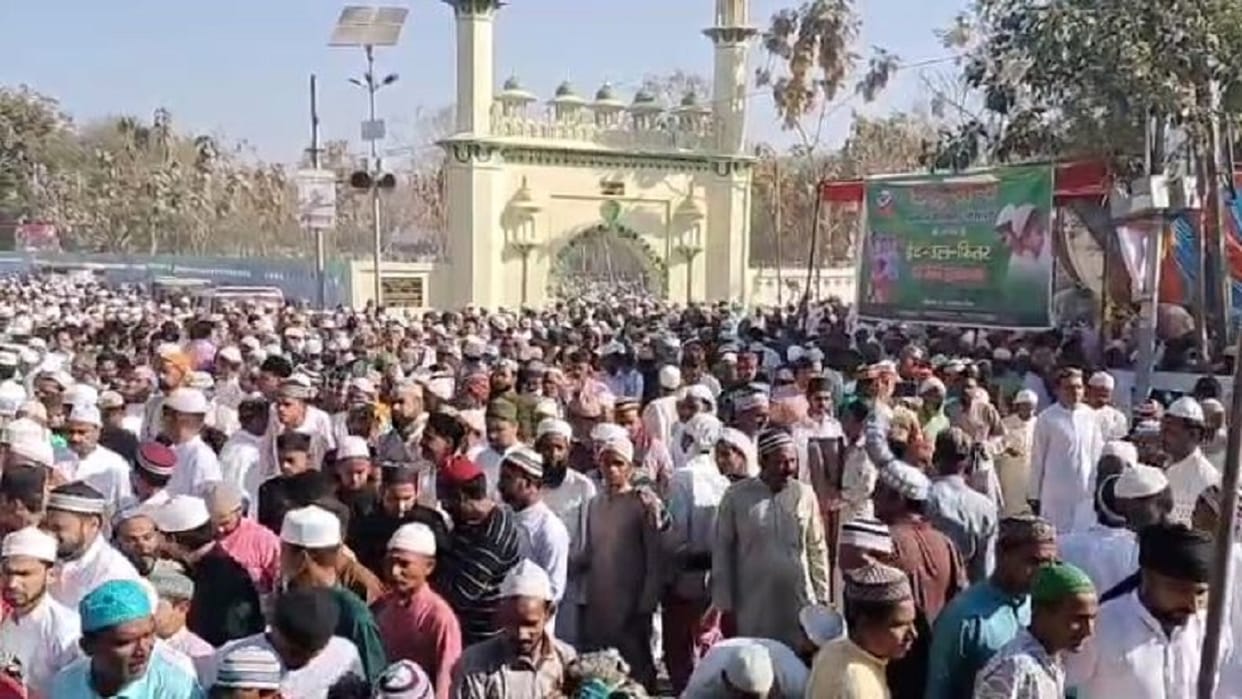 Eid Celebration People of Muslim community offered Namaz in Idgah Shahjahanpur