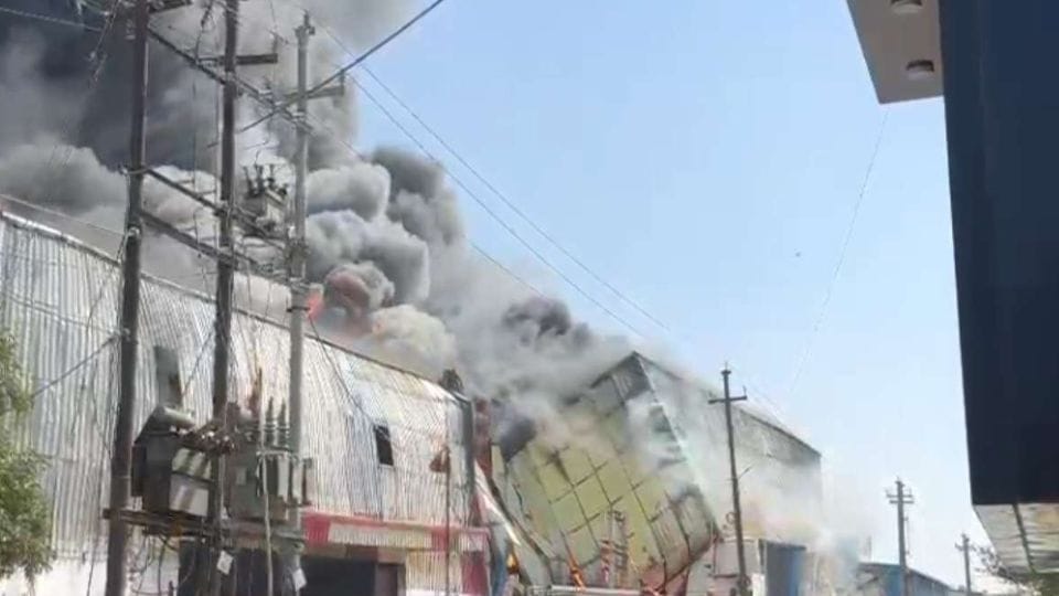 Huge fire breaks out in cooler factory in Greater Noida