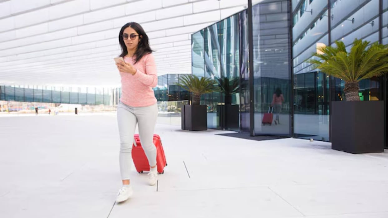 Dallas airport A woman seen running away from the airport after taking off her clothes she vandalised a lot