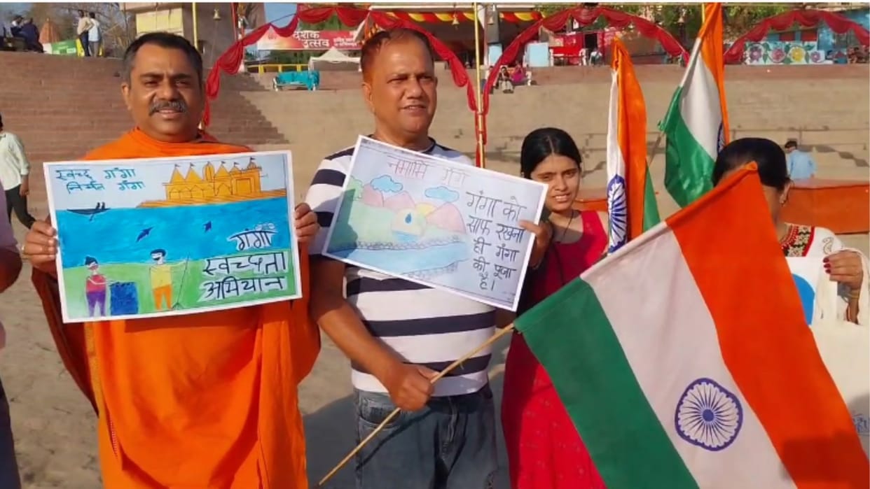 single use polythene against campaign at Assi Ghat in varanasi