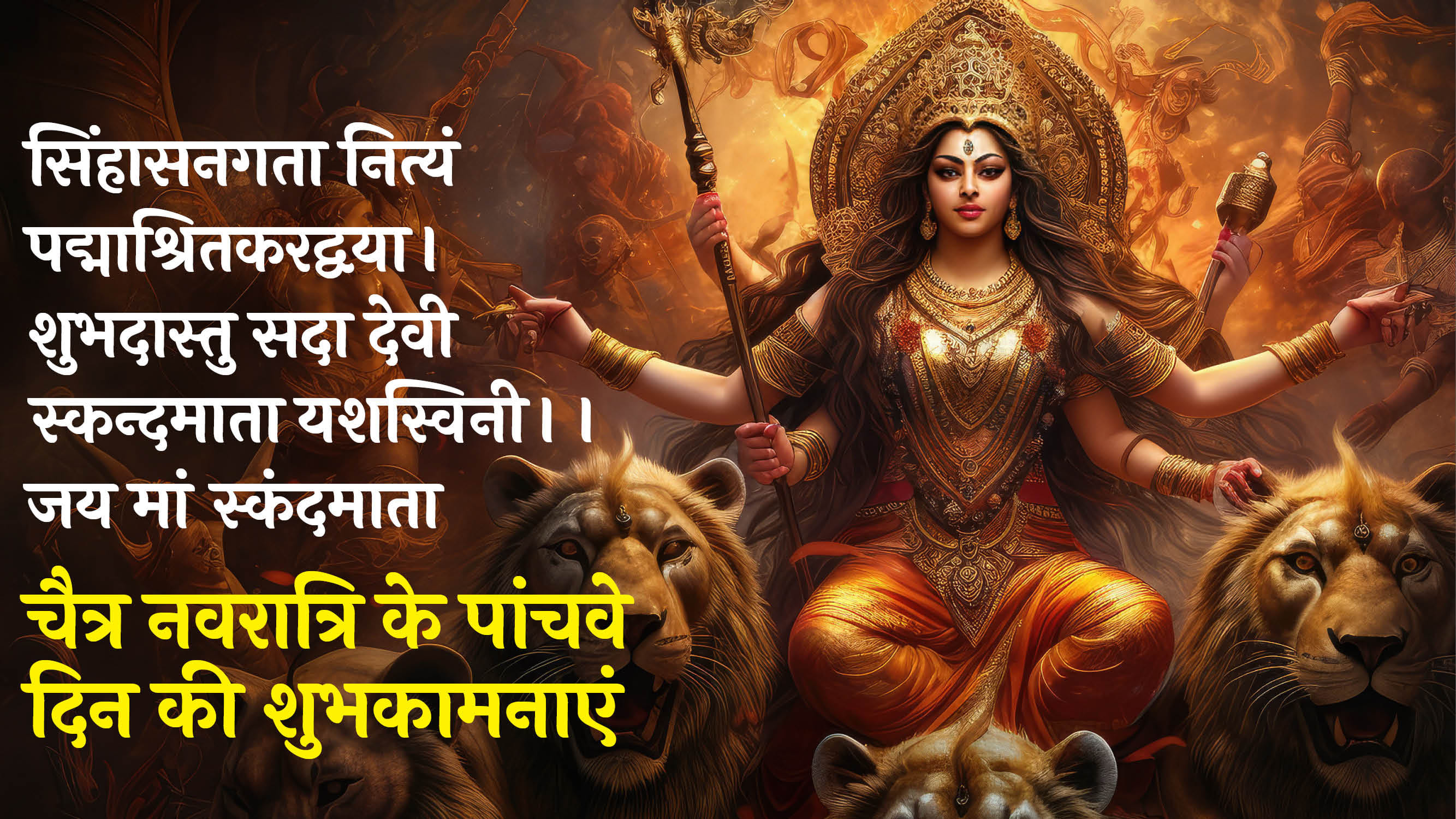 Happy Chaitra Navratri 2025 Wishes in Hindi Quotes Navratri Images Day 5 maa Skandamata