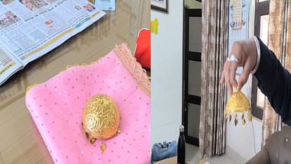A devotee from Punjab offered a 53 gram gold Chatra at the feet of Maa Jwala