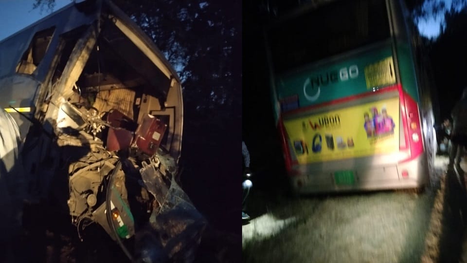 Accident on Jaipur Highway electric bus collided from behind with a tractor-trolley one dead many injured
