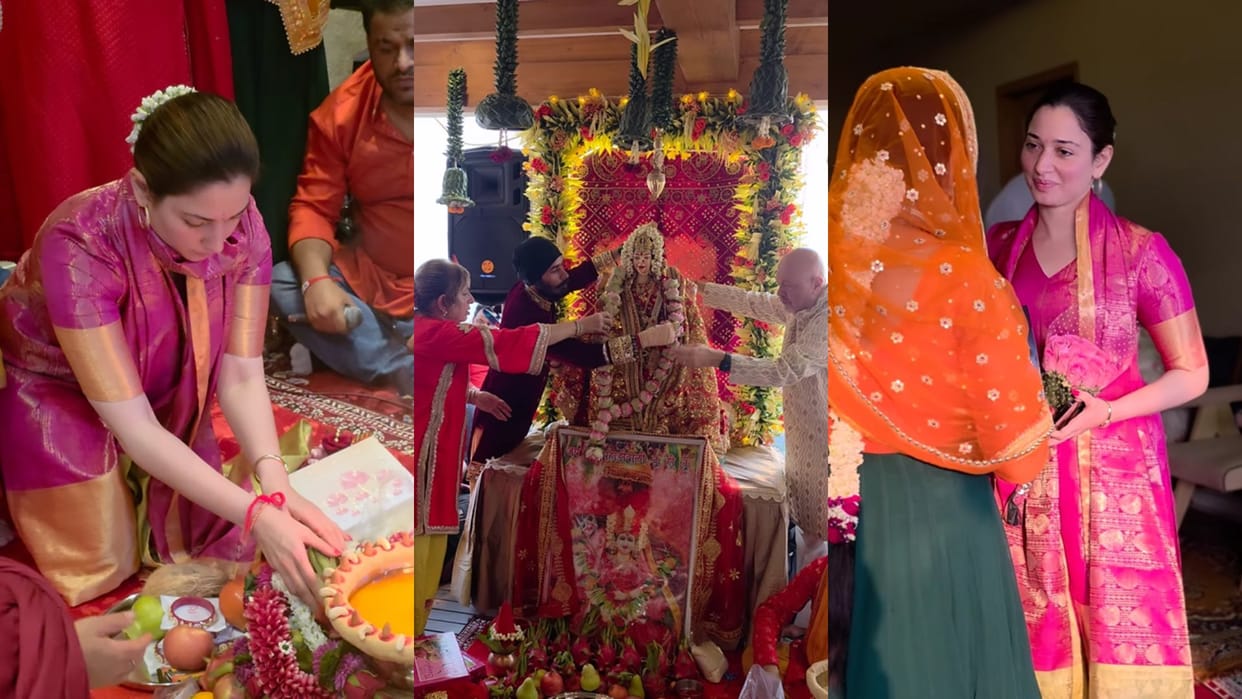 Tamannaah Bhatia recently hosted Mata Ki Chowki during Navratri amid breakup Rumours Vijay Varma