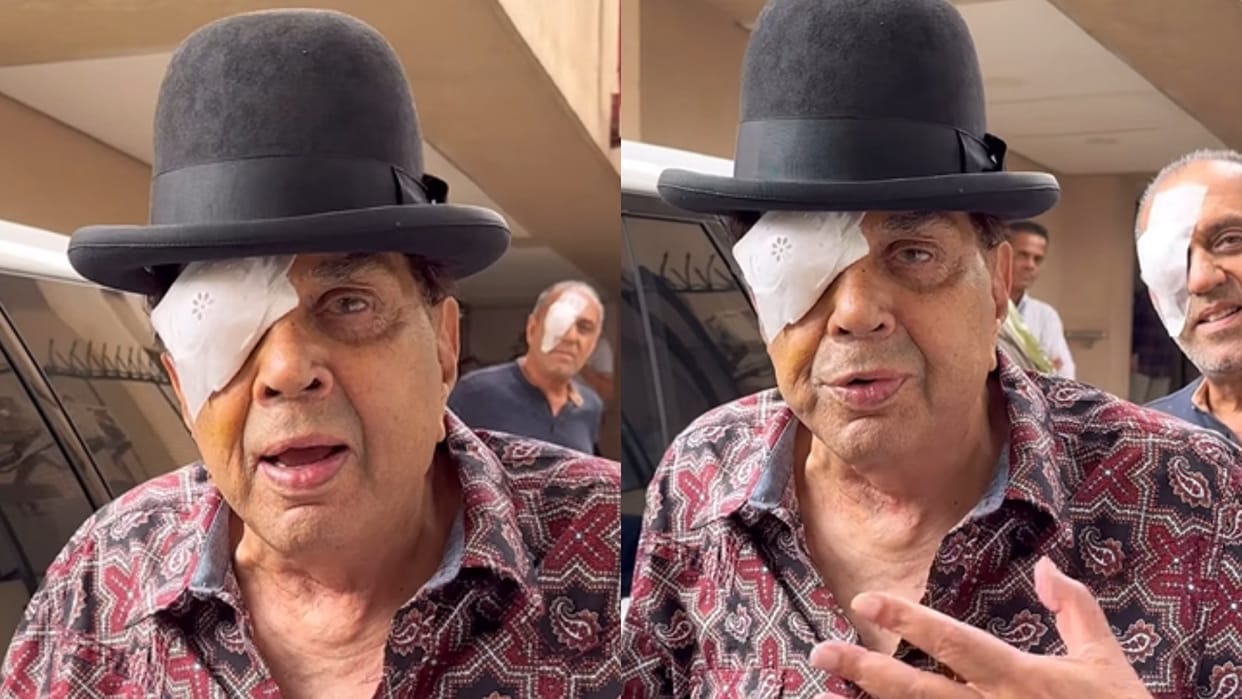 Dharmendra Deol spotted with injured eye Netizens and fans concerned about actor health