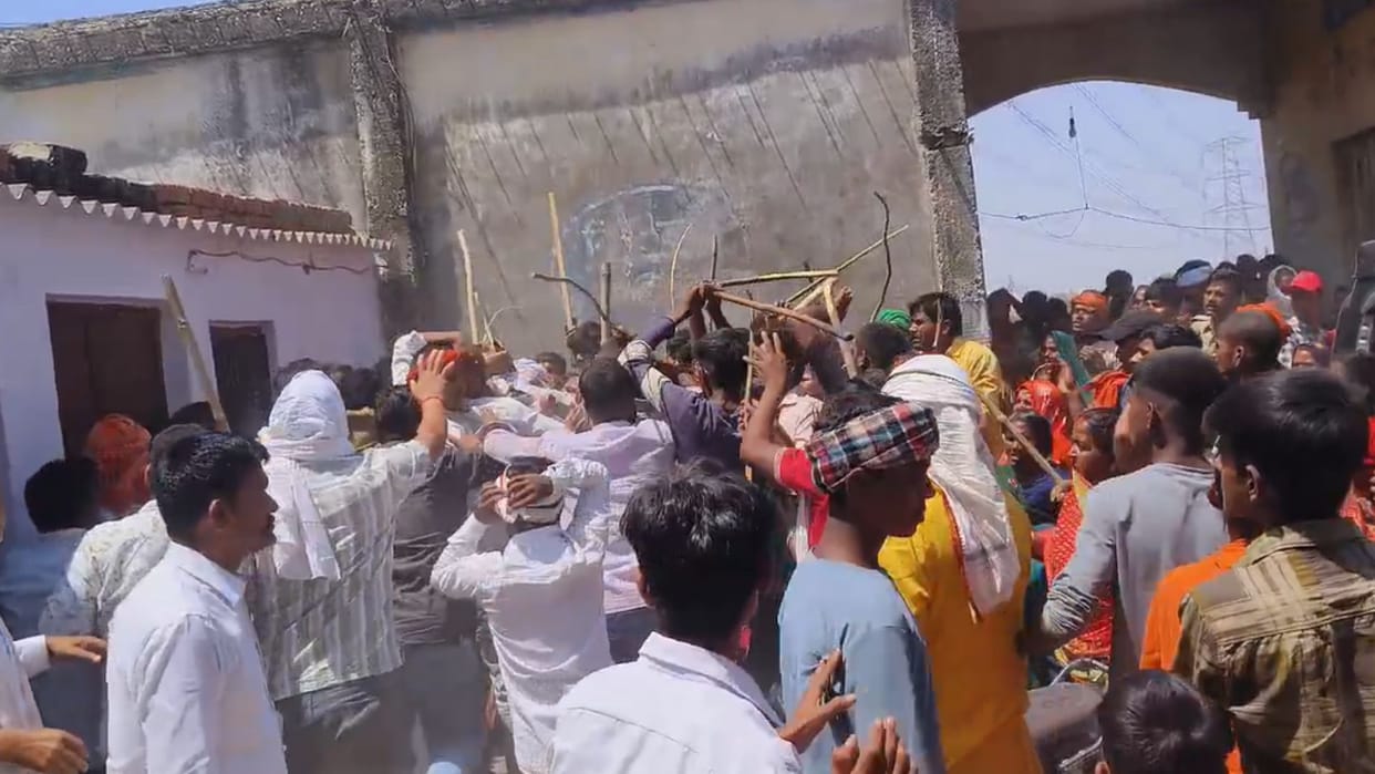 Villagers took to the streets in protest against the liquor shop