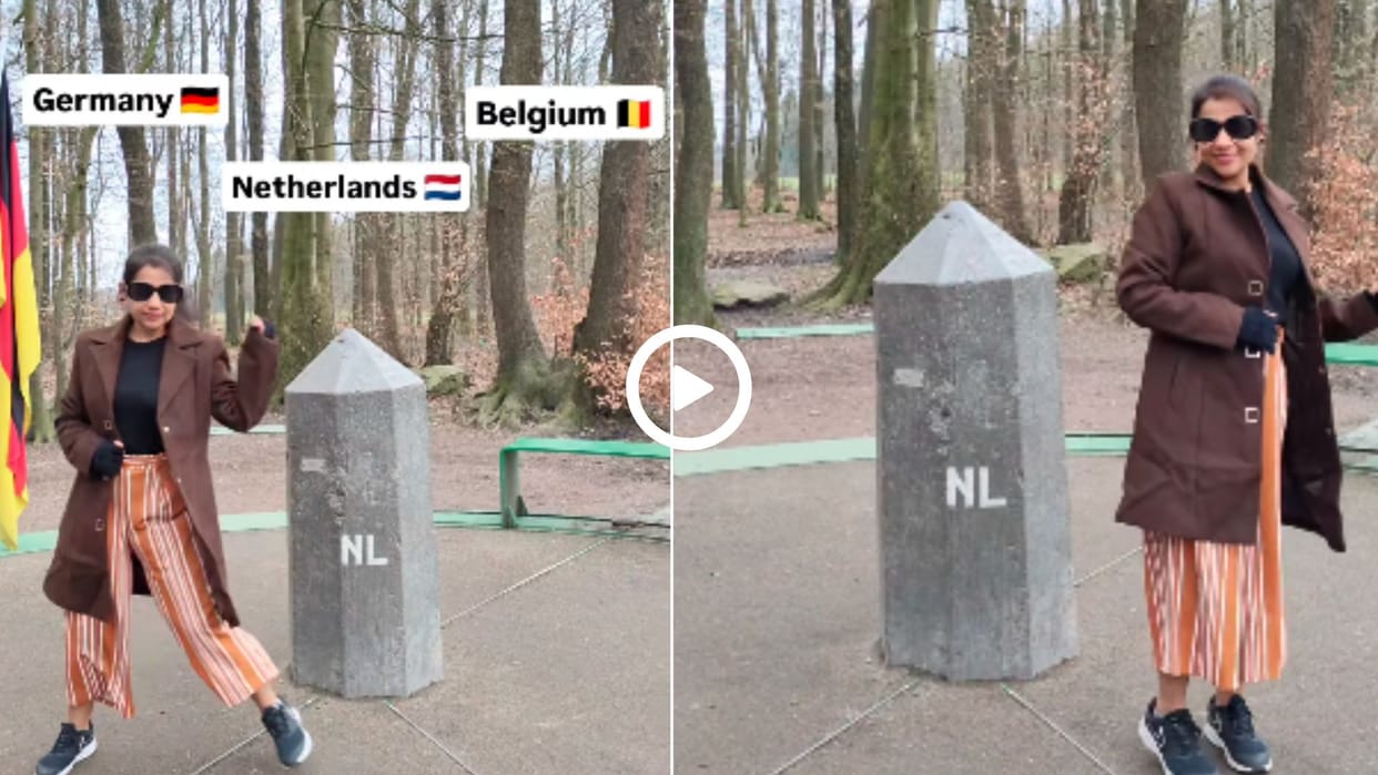 girl travelled to 3 countries in just three seconds Drielandenpunt video went viral
