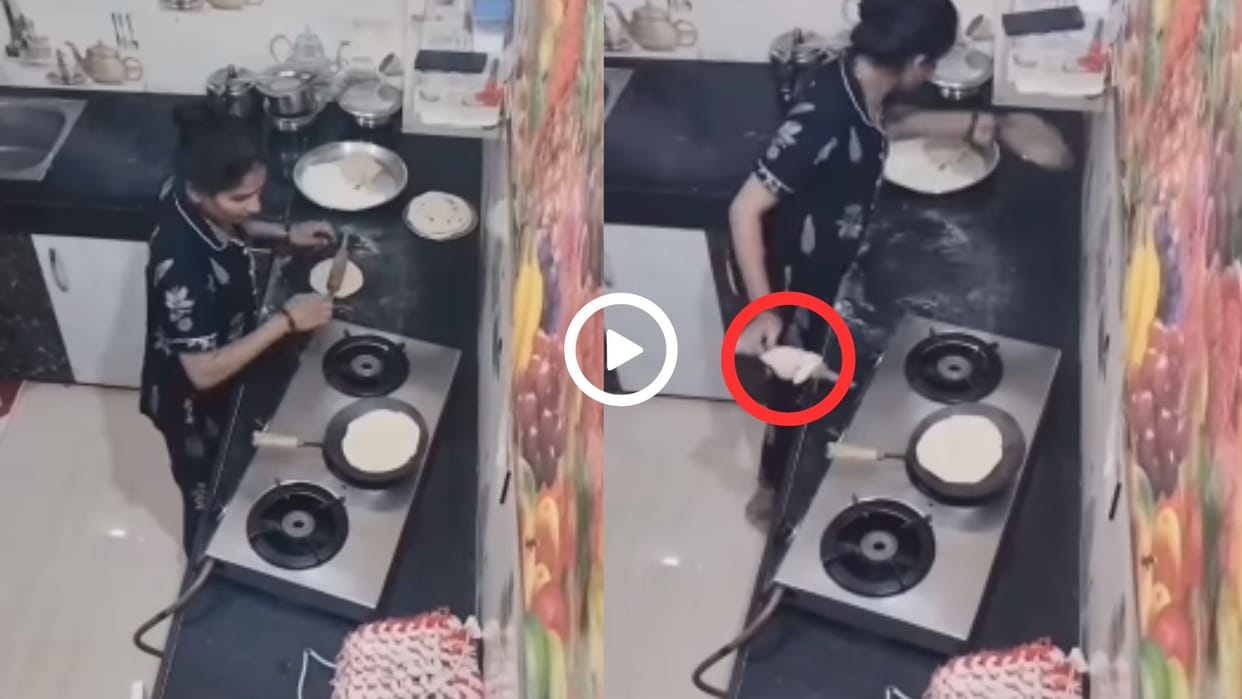 roti disappeared from the kitchen viral funny video of the woman in hindi