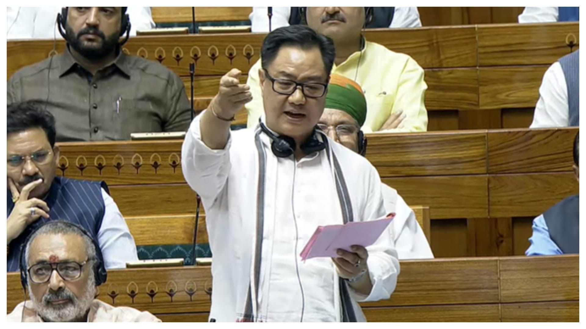 Lok Sabha no confidence motion Om Birla Kiren Rijiju replies strongly targeting the opposition