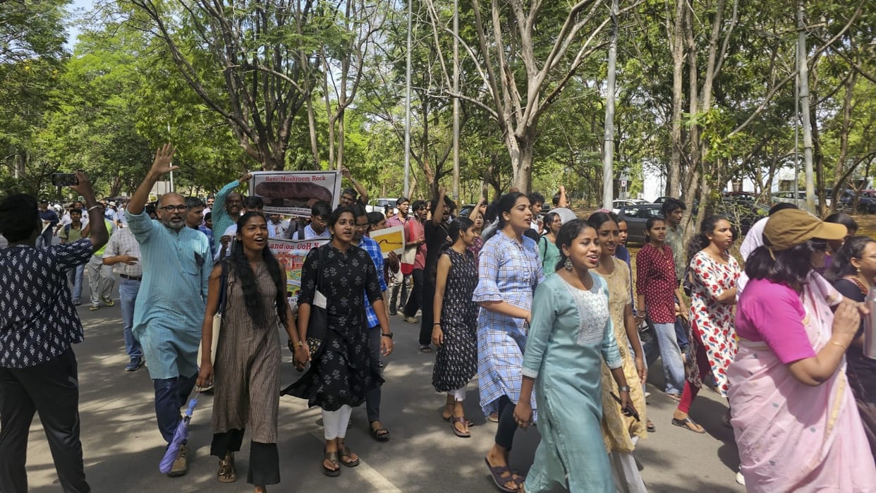 Hyderabad University: UoH Students Union begins relay hunger strike demanding halt to ''bulldozing of trees; K