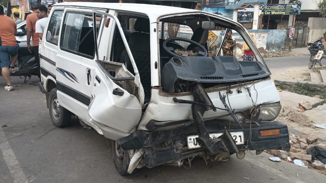 A school van accident in Bangla bazar Lucknow.