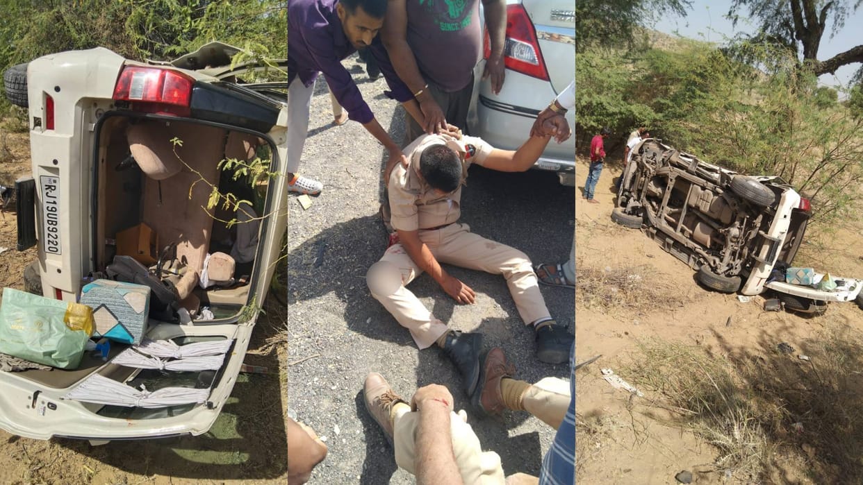 Rajasthan Jodhpur Range Vigilance Team vehicle met with an accident in Baytu 5 policemen injured