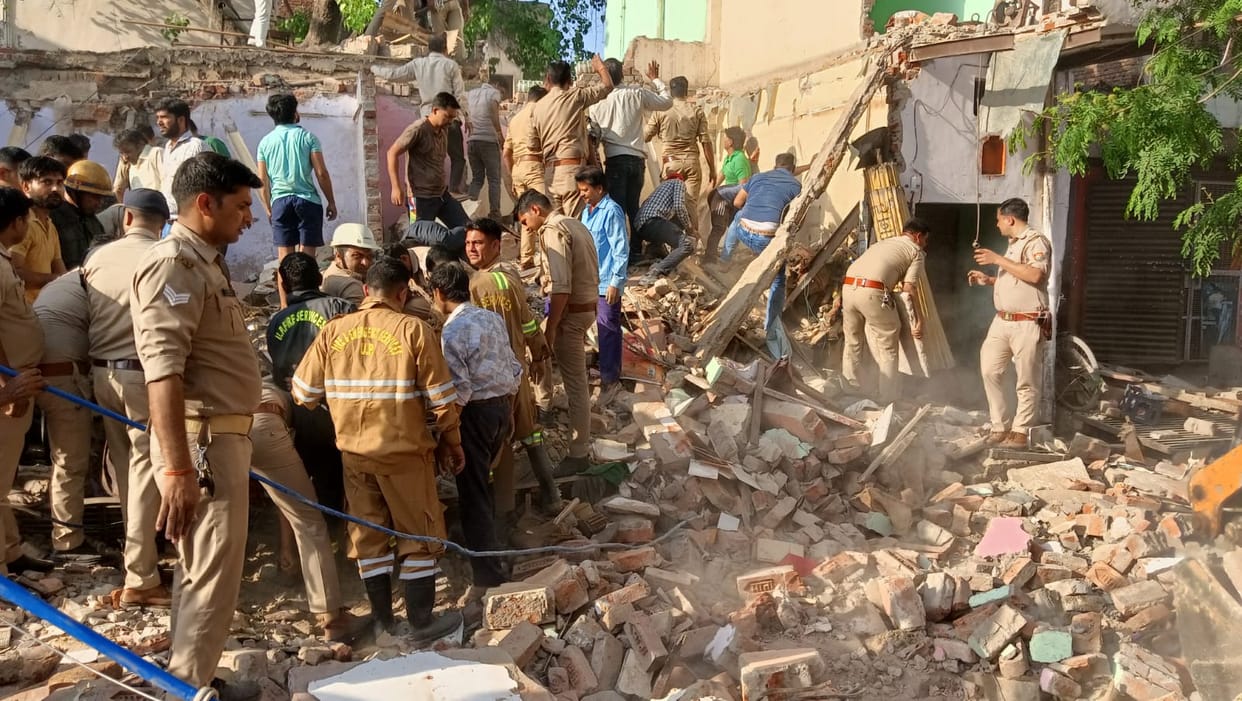 roof of house and shop collapsed many people feared trapped