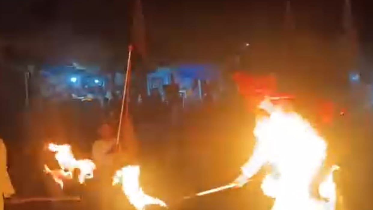The act of fire in Ram Navami procession proved costly a young man's clothes caught fire chaos ensued